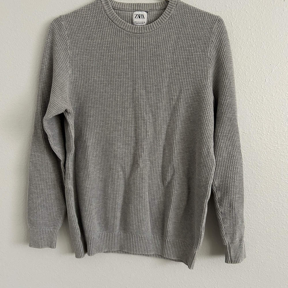 Zara Gray Crewneck Sweater Classic Knit